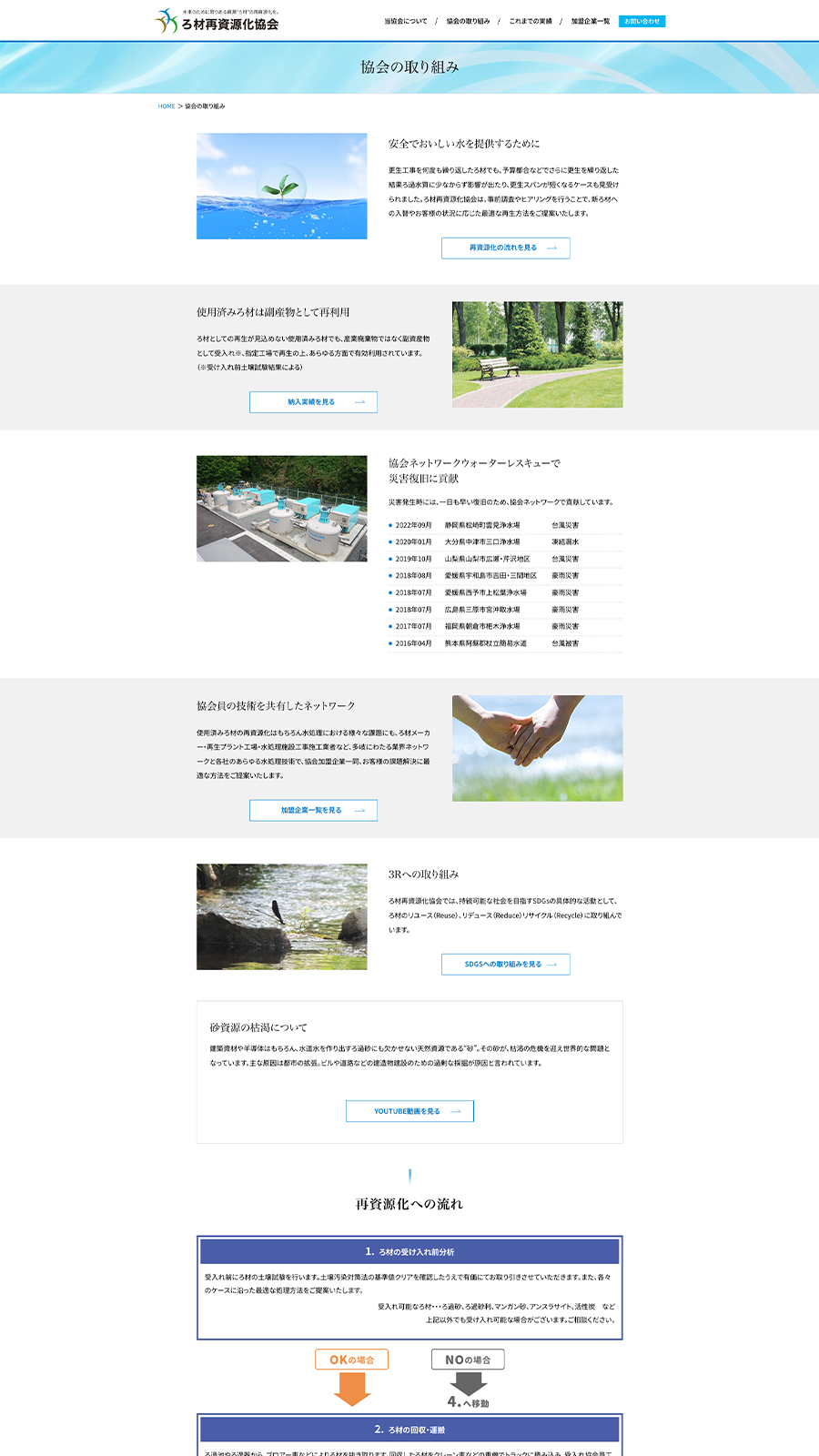 PCで見たろ材再資源化協会サイトの協会の取り組みページ