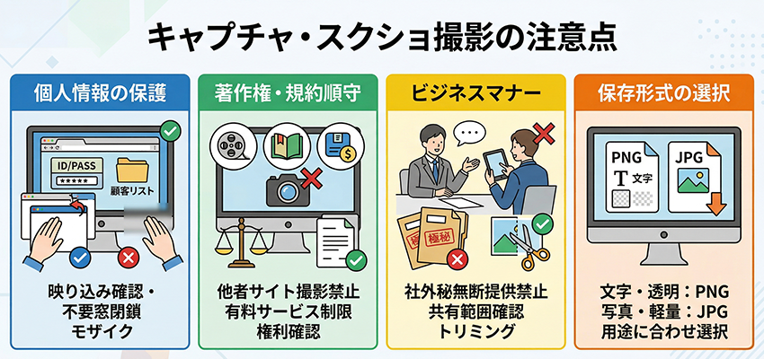 キャプチャやスクリーンショットを撮る時の注意点