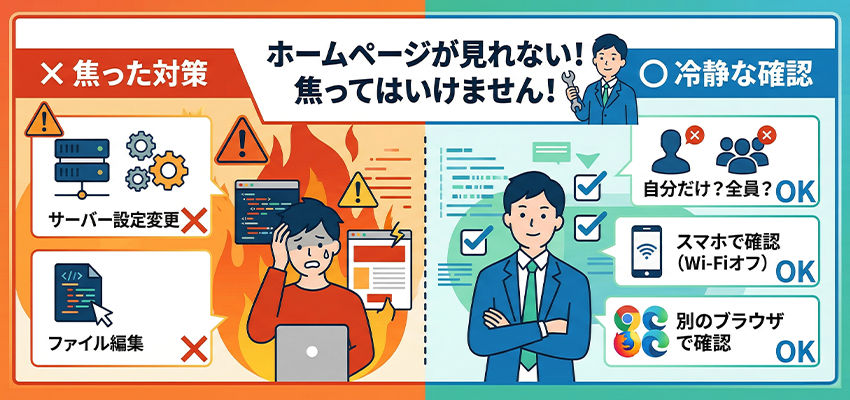 ホームページが見れなくても焦った対策はしない