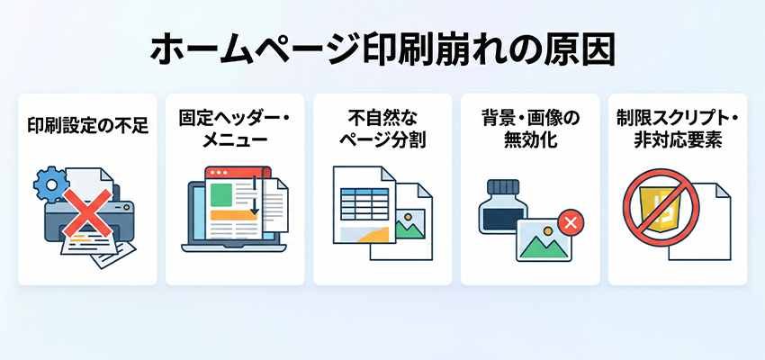 ホームページの印刷が崩れる・切れる原因