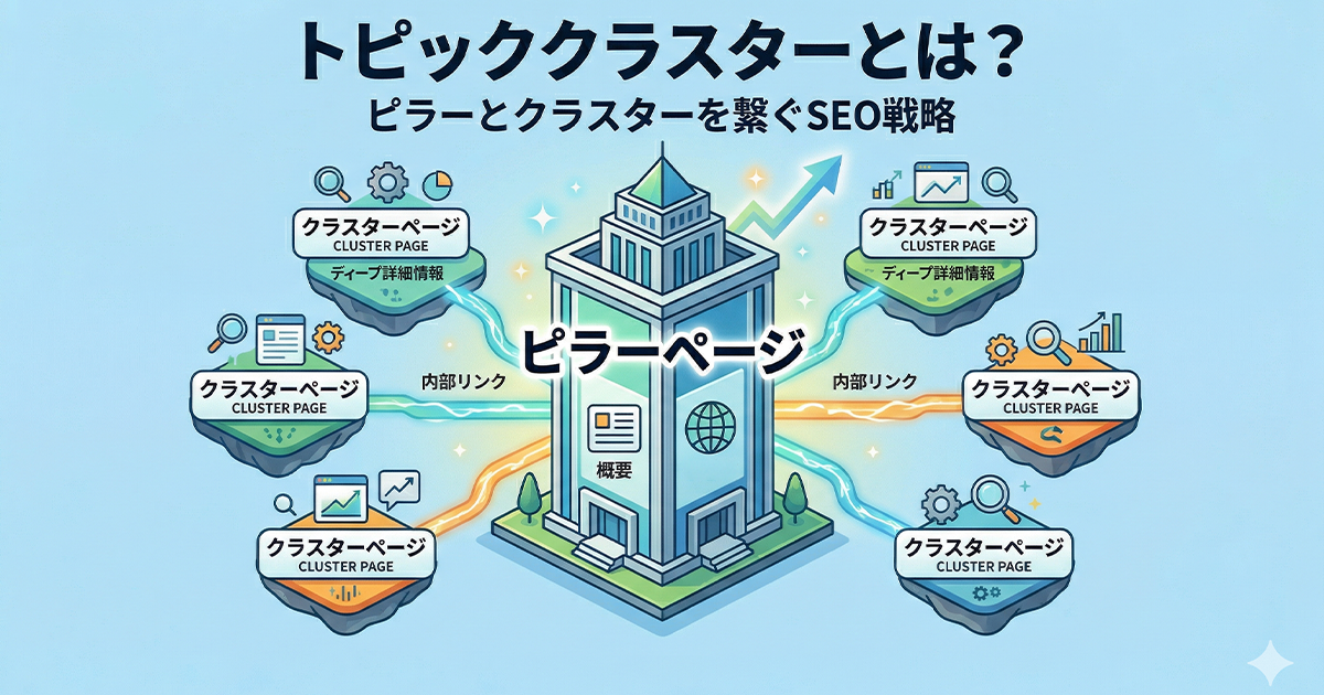 トピッククラスターとは?ピラーとクラスターを内部リンクで繋げるSEO対策