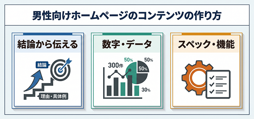 男性向けホームページのコンテンツの作り方