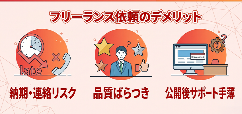 フリーランスにホームページ制作を依頼するデメリット