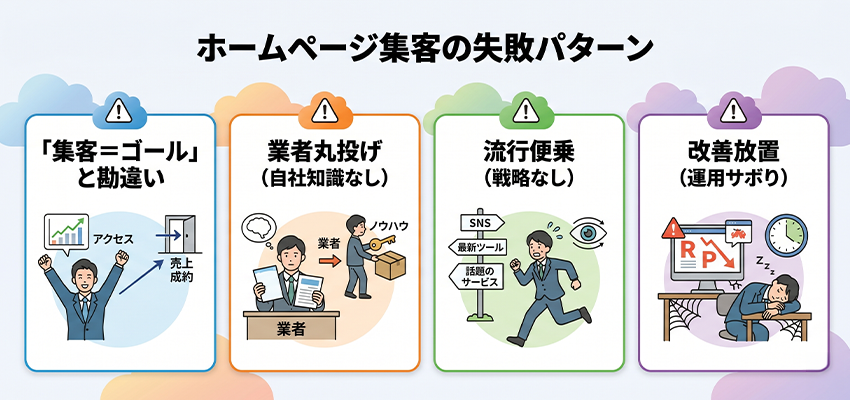 ホームページの集客で失敗してしまうパターン