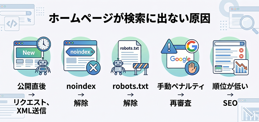 ホームページが検索しても出てこない原因と対処法