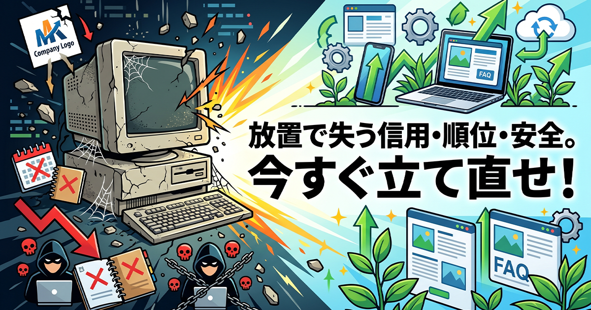 ホームページの放置で失う信用・順位・安全。今すぐ立て直せ！