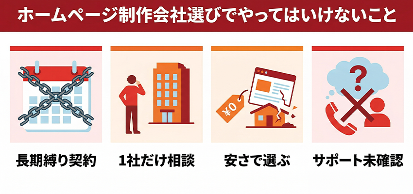 ホームページ制作会社選びでやってはいけないこと