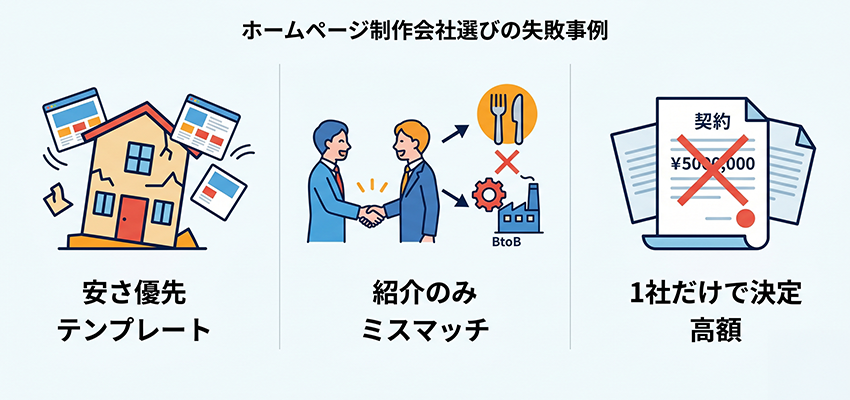 ホームページ制作会社選びでの失敗事例