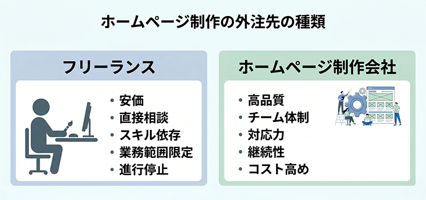 ホームページ制作の外注先の種類