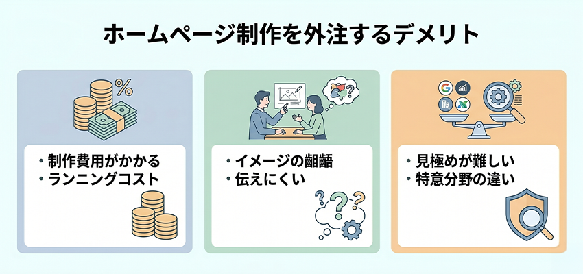 ホームページ制作を外注するデメリット