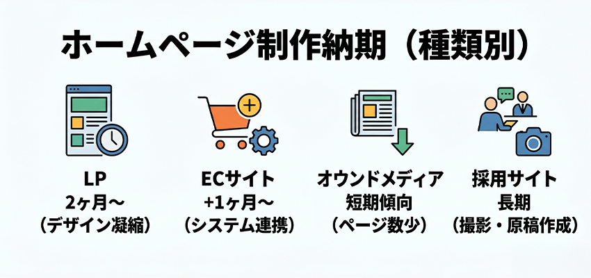 ホームページ制作の納期は種類によって異なる