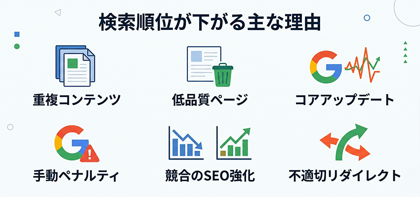 SEOで検索順位が下がる理由と対策方法