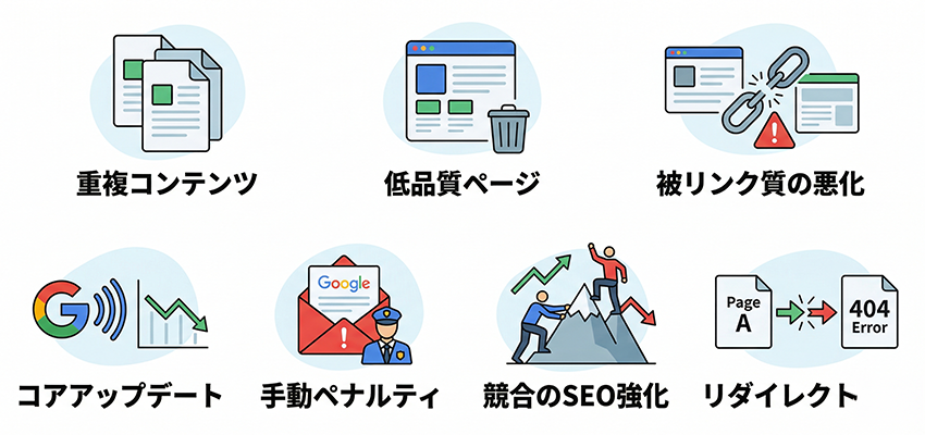 SEOで検索順位が下がる理由