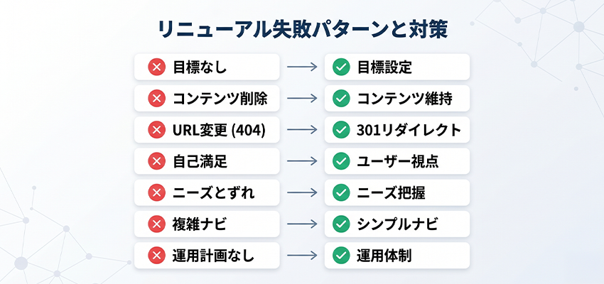 ホームページリニューアルの失敗パターンと防ぐポイント