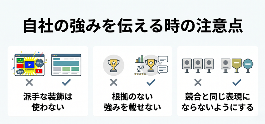 ホームページで自社の強みを伝える時の注意点