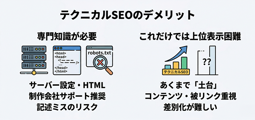 テクニカルSEOのデメリット