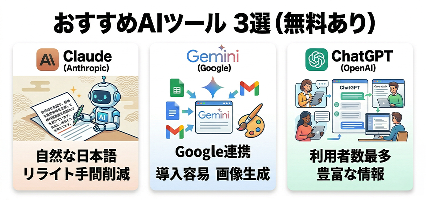 当社がおすすめするAIライティングで利用したいツール