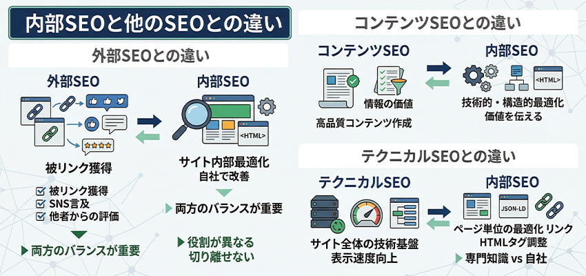 内部SEOと他のSEOとの違い