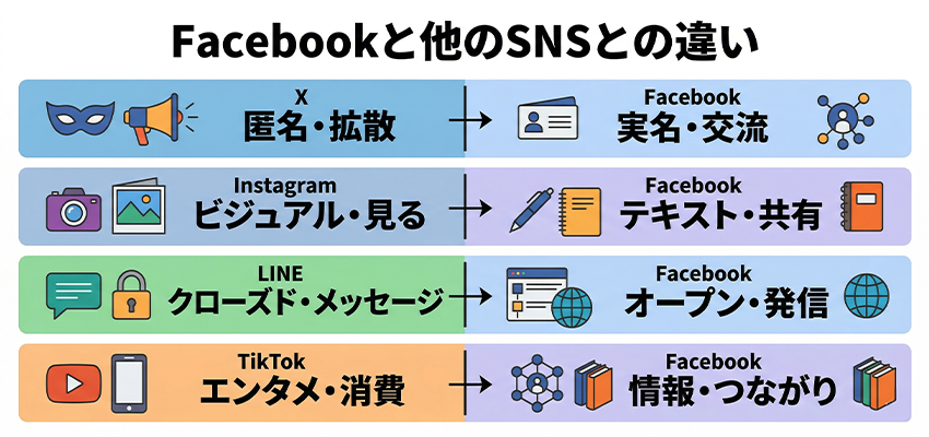 Facebookと他のSNSとの違い