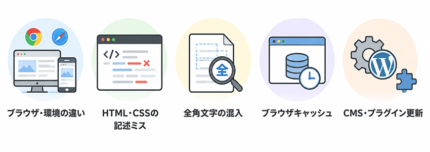 ホームページの表示がおかしい原因と対処法