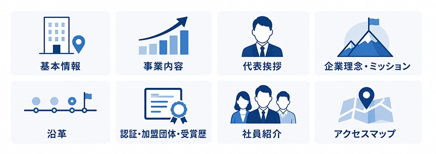 会社概要に掲載すべき項目