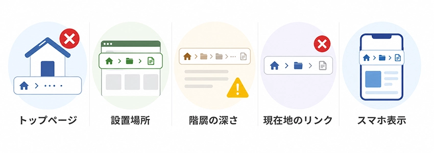 パンくずリストを設置するときの注意点