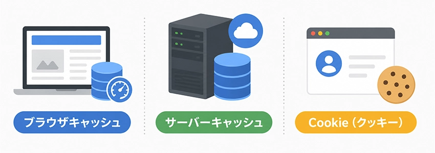 ブラウザキャッシュと混同しやすい用語