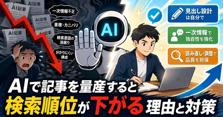 AIで記事を量産すると検索順位が下がる理由とその対策