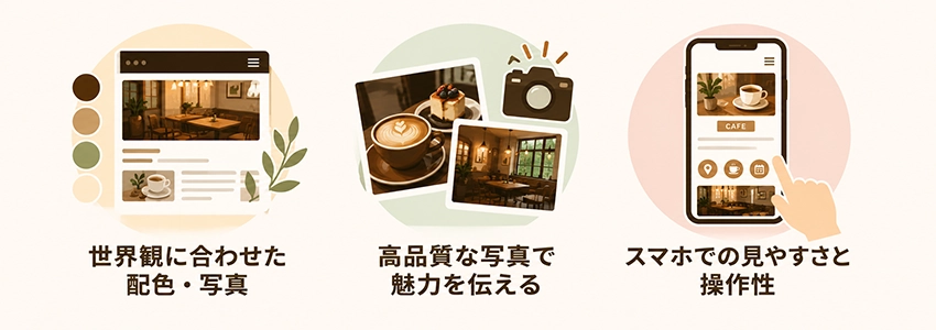 カフェ・喫茶店のホームページデザインで意識すること