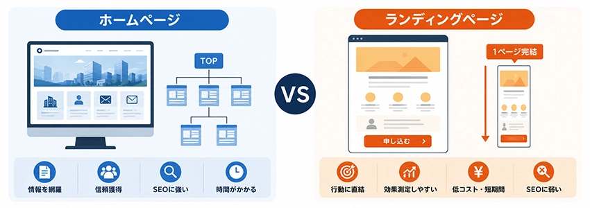 ホームページとランディングページの違い