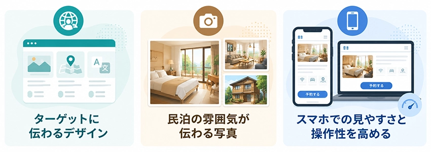 民泊のホームページデザインで意識すること