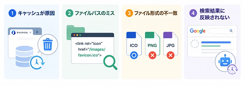 ファビコンが表示されないときの原因と対処法
