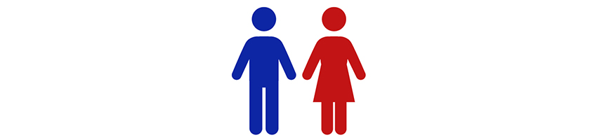 男性は青、女性は赤