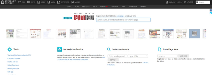 Wayback Machineサイトの画像