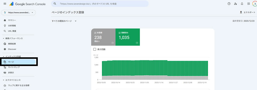 Googleサーチコンソールのクロール済み - インデックス未登録があるレポートへのリンク