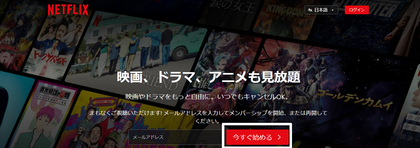 Netflixのサイトの画像
