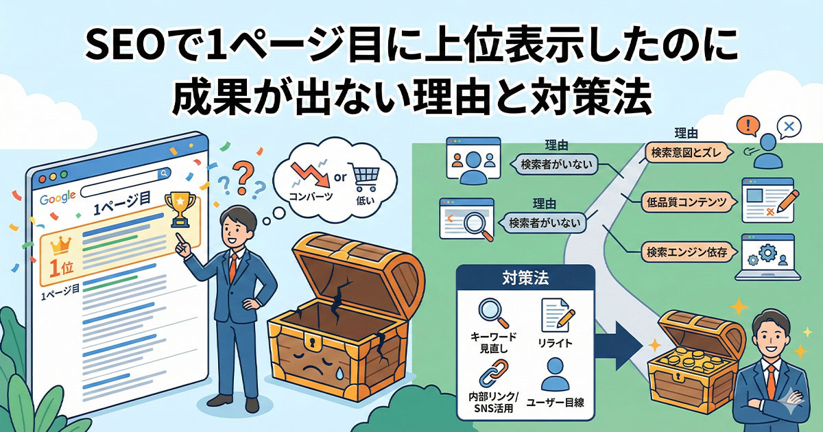 SEOで1ページ目に上位表示したのに成果が出ない理由と対策法