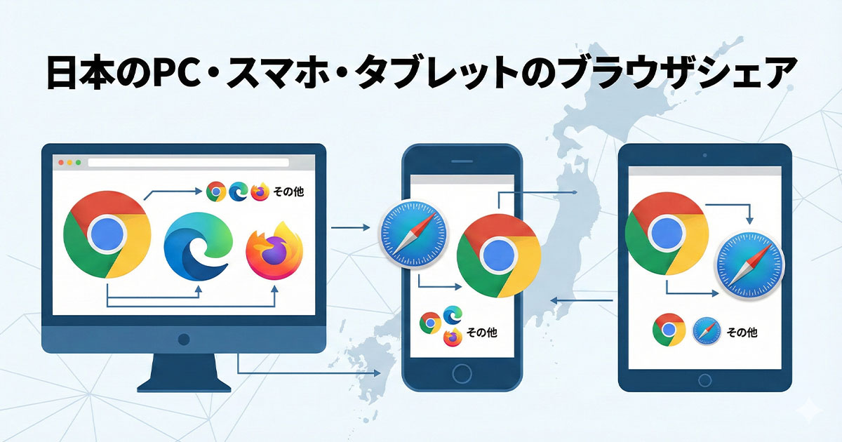 日本のPC・スマホ・タブレットのブラウザシェア