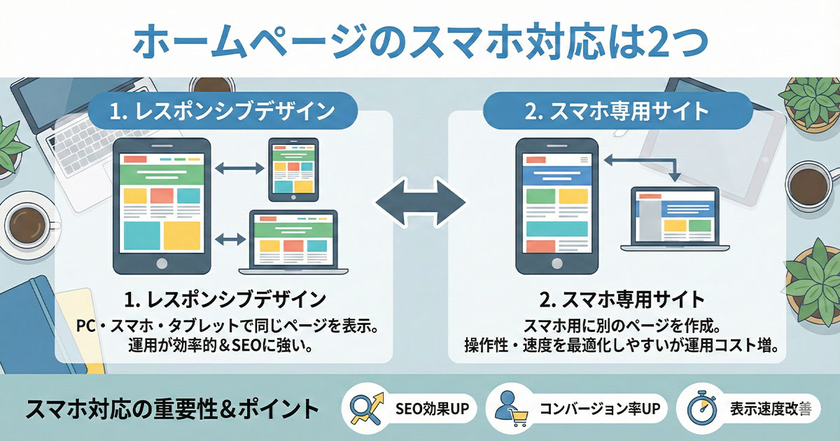 ホームページのスマホ対応は2つ