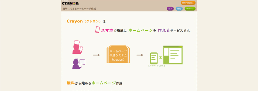 Crayonのホームページの画像