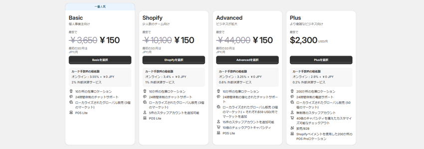 Shopifyのプランの画像
