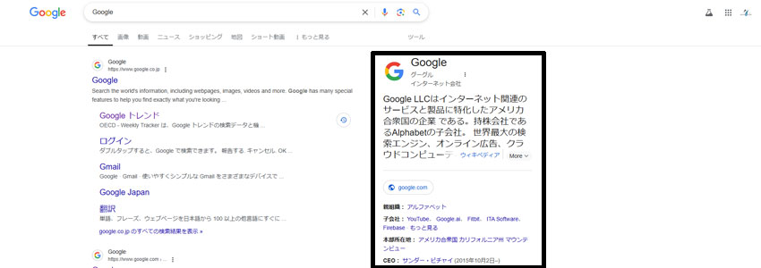 ナレッジパネルの画像