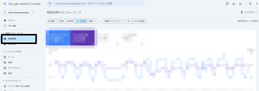 検索パフォーマンスレポートへのアクセス方法の画像